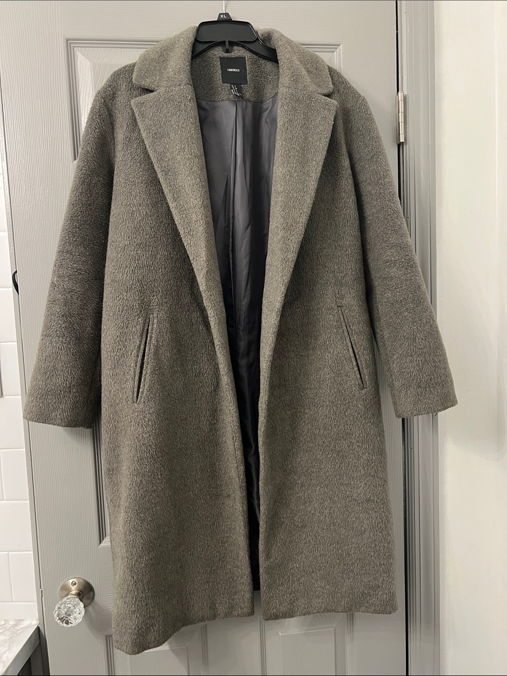 Forever 21 Gray Wool-Blend Long Coat size S